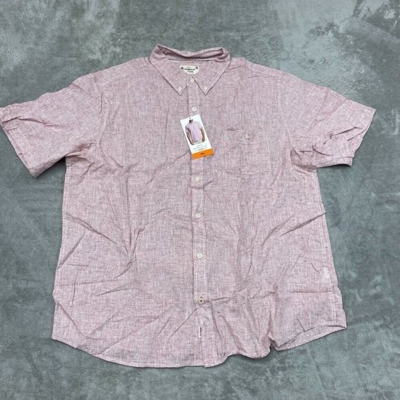 Weatherproof Other - Weatherproof Vintage Mens XXL Pink Washable Linen Short Sleeve Shirt a0405